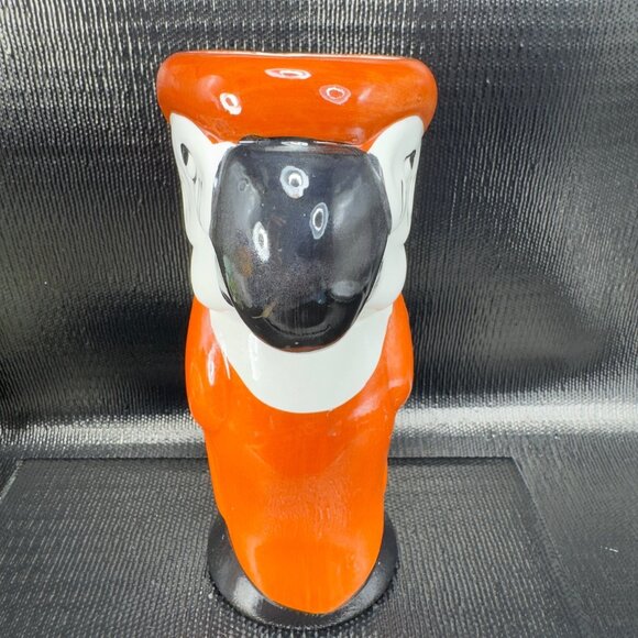 Vintage Ceramic Parrot Macaw Bird Vase Tall Tumbler Cup Red Orange Tall Vessel - Picture 6 of 10